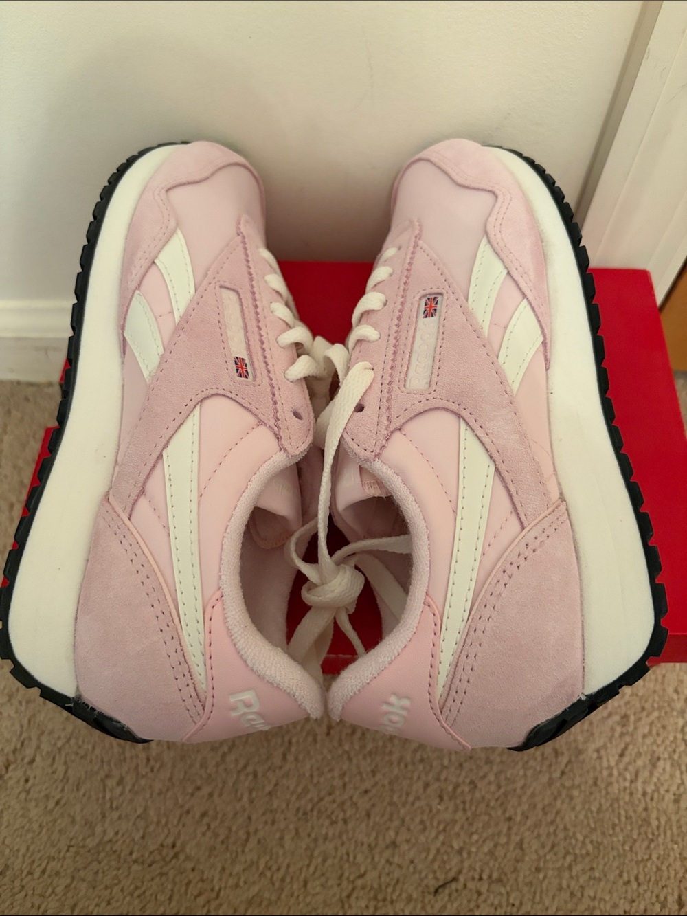 Reebok Pink and White Retro Runner Sneakers - Picture 4 of 5